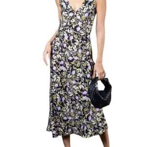 ISO MINKPINK Black Midi Dress with Lavender Floral Print